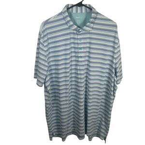 Johnnie O Polo Shirt Mens XXL 2XL Blue Performance Golf Outdoor UPF 50+ Striped